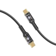 Promate LucidLine-CC120 USB-C™ to USB-C™ Cable Fast-Charging 100W with Transparent Tips LED 480Mbps Data Sync 120cm Nylon Braided - Black product image
