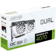 ASUS Dual GeForce RTX™ 4070 White OC Edition 12GB GDDR6X PCIe 4.0 2.56-Slot Design Axial-tech Fan Design 0dB Technology product image