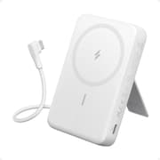 Anker Zolo Magnetic Power Bank, 10,000mAh Wireless Portable Charger with 30W Max Fast Charging, Battery Pack with Built-in USB-C Cable and Adjustable Stand, for iPhone 16/15 Series, AirPods - White product image