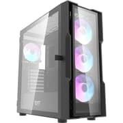DarkFlash DK431 Glass E-ATX/ATX/M-ATX Computer Case, 4x pre-installed ARGB Fans, Tempered Glass Front Panel, Up to 360mm Radiator & 12x Fans Support, SPCC + Tempered Glass Materials - Black product image