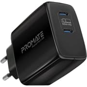 Promate PowerPort-65 65W USB-C Universal Powerful GaN Tech Fast Chargerw/ 2 Type-C Port Adaptive Charging & Over-Charging Protection product image