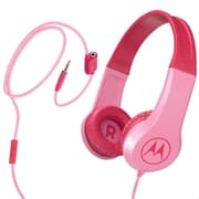 Motorola Squads 200 Kids Wired Headphones Anti-Allergic Cushion Enhanced Bass In-Line Mic & Voice Assistant Compatible with 3.5mm Aux - Pink product image