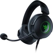 Razer Kraken V3 USB Triforce Titanium 50mm Drivers THX Spatial Audio Chroma RGB Lighting Hybrid Fabric & Leatherette Memory Foam Cushions Detachable HyperClear Mic product image