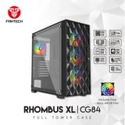 Fantech RHOMBUS XL CG84 Mid Tower Mesh Front Panel & Tempered Glass Side w/ 4x ARGB Fan - Black product image