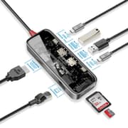 Promate Transhub-Mini USB-C™ Hub 8-in-1 Media Hub 4K@60Hz HDMI 1000Mbps LAN SD/TF Ports 2x USB-A 5Gbps Ports 100W USB-C™ Power Delivery product image