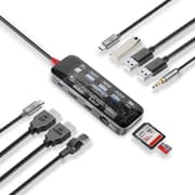 Promate TransHub-Pro USB-C Hub 11-in-1 Multi-Display 2x 4K HDMI 4K DisplayPorts 1000Mbps LAN AUX SD/TF USB Ports Efficient 100W USB-C™ Power Delivery product image