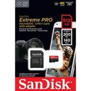 SanDisk Extreme Pro 512GB microSDXC UHS-I V30 200MB/s Read 140MB/s Write Memory Card for 4K Video on Smartphones Action Cams & Drones product image