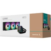 DeepCool LD360 Liquid Cooler 360mm 5th Gen Pump 3400 RPM AIO Real-time CPU Status Screen Anti-Leak ARGB Fans & Dual Gradient Halo Effect Mirror product image