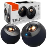 Creative Pebble V2 Minimalistic 2.0 USB-C Powered 3.5 mm AUX-in Up to 8W RMS Type-A Adapter Included & Extended Cable - Black product image