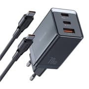 Mcdodo CH-1543 GaN wall charger, 2x USB-C, 1x USB, 67W + USB-C to USB-C cable (black) product image