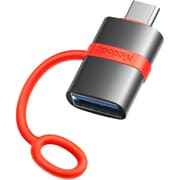 Mcdodo OT-3810 USB to A 3.0 to USB-C Adapter 5Gbps High Speed Data Transfer OTG Compatible Aluminum Alloy Exterior Silicone Band Design product image
