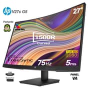 HP V27c G5 27" Curved Full HD 75Hz Micro-Edge Bezel Low Blue Light w/ Built-In Dual 2W Speakers & Display Port & HDMI Interface - Black product image