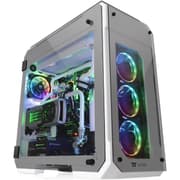 Thermaltake View 71 4-Sided Tempered Glass Vertical GPU Modular Full Tower w/ 2 Blue LED Ring Fan Pre-installed - White product image