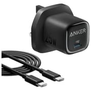 Anker 25W USB C Charger Block, Compact and Foldable, Supports PPS Fast Charging for Galaxy S24/Z Fold/Z Flip/Tab, iPhone 17/16 Series, iPad with Cable - Black product image