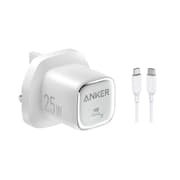 Anker 25W USB C Charger Block, Compact and Foldable, Supports PPS Fast Charging for Galaxy S24/Z Fold/Z Flip/Tab, iPhone 17/16 Series, iPad with Cable - White product image