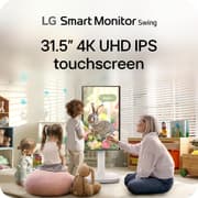 LG 32U889SA Smart Monitor Swing 32" IPS 4K UHD HDR10 Touchscreen on a Fully Adjustable Wheeled Base , webOS, Built-in Speaker, HDMI, USB Type-C, Tilt/Height/Swivel/Pivot Stand, White product image