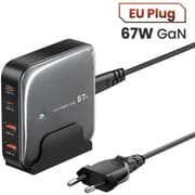 TOOCKI 67W 4-Port USB PD Charger 2USB-A+2USB-C PD QC3.0 PPS Fast Charging Desktop Charging Station EU Plug with 1.5M AC Cable for iPhone 16 16 Pro 15 14 13 Pro Max for Huawei Mate XT for Xiaomi 15 pro - Black product image