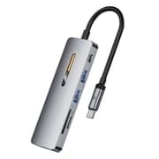 TOOCKI 6 in 1 USB-C HUB Type-C to HD 4K USB3.0 PD 100W Fast Charging SD / TF Card Reader Dock Station - Grey product image