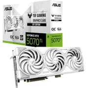 ASUS TUF Gaming GeForce RTX ™ 5070 Ti 16GB GDDR7 BTF White OC Edition Gaming Graphics Card (PCIe® 5.0, HDMI®/DP 2.1, 3.125-slot, Military-Grade Components, with a Detachable GC-HPWR Adapter) product image