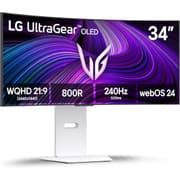 LG 34GX90SA UltraGear™ Smart 34” OLED Curved 800R 2K HDR10 240Hz 0.03ms True Black 400 webOS24 AI Picture & Sound G-SYNC Compatible HDMI 2.1 & USB C Adjustable Stand - White product image