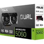 ASUS Dual GeForce RTX 5060 OC Edition Graphics Card, DUAL-RTX5060-O8G, 8GB GDDR7 128-Bit Memory, 2565 MHz Boost Clock, 28 Gbps Memory Speed, 3840 CUDA Cores, PCI Express 5.0 product image