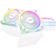 ASUS Prime MR120 aRGB Fan, 1600 RPM Fan Speed, 58 CFM Fan Airflow, Standard Blade, Dual-Sided Lighting, Sleeve Bearing, Triple Pack, White product image
