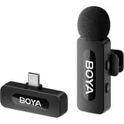 Boya BY-V10 2.4 ghz Omnidirectional Wireless Microphone System with a Transmitter & Receiver for Type-C Devices & Android. for Vlog, Social Media, YouTube Content with Rechargeable Battery. 50m Range - Black product image