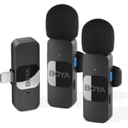 BOYA BY-V2 Wireless Microphone for iPhone,2.4GHz Plug Play Mnini Clip-on Mic for iPhone 14/14 Pro/13/13 Pro/12 iPad iOS Devices Vlogging YouTube Video Recording Podcast Interview - Black product image