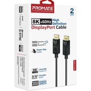 Promate DisplayPort Cable, Premium Ultra HD 8K@60Hz Video Display Cord with 32.4Gbps Bandwidth Transmission, Gold Plated Connectors, 3m Super Slim Cable - Black product image