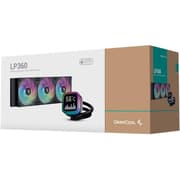 DeepCool LP360 Liquid Cooler 360mm 5th Gen Pump 3400 RPM AIO Unique Dot-matrix Pixelated Screen Display Anti-Leak ARGB Fans & Halo Pump Head ,Black product image