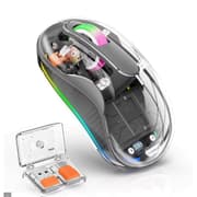 Coteci Dual Receiver Crystal silent mouse with RGB lights, 5.1 Bluetooth dual receiver USB A & Type-C 2.4G 2400 DPI product image