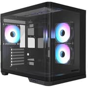 Raidmax Infinita Series i630RBF Curved Tempered Glass Dual Chamber Micro ATX 1 Side Tempered Glass Support Back Conect Design 3x 120mm ARGB Fan Preinstalled Supports Up to 400mm GPU & USB C - Black product image