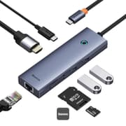 Baseus Flite Series 7-Port HUB Docking Station - 4K Fast Charging, 100W PD, 2 USB 3.0 Ports, HDMI 4K@60Hz, RJ45 1000Mbps, SD/TF Card Reader - Grey product image
