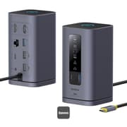 Baseus Spacemate Series 10-in-1 MAC Docking Station Hub - 2*HDMI 4K60Hz/30Hz + 2*USB-A & USB-C 5Gbps + RJ45 + 2*USB-A 480Mbps + USB-C + 1*3.5mm - Grey product image