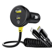 Baseus Circular Car Charger with USB-C / Lightning Cable, 60W, 3A, 1 x USB-A - 1 x USB-C, Black product image