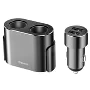 Baseus High Efficiency One to Two Cigarette Lighter (dual-cigarette lighter 80W +dual USB 3.1A) - Black product image