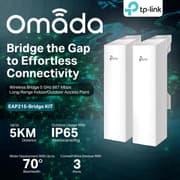 TP-Link Omada EAP215-Bridge KIT Point to Point Wireless Bridge Outdoor - 5GHz, 867Mbps, PtP&PtMP, 5km Range, 3 Gigabit Ports, PoE or DC Powered, IP65 Weatherproof, Preconfigured, Plug&Play product image