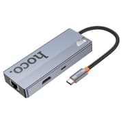 HOCO HB51 6-in-1 Multi-Function Converter(HDTV+RJ45+PD+USB3.0*3) - Gray product image
