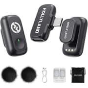Hollyland Lark A1 Mini Wireless Microphone for iPhone 17/16/15 & Android, 48kHz/24-bit, 3-Level Intelligent Noise Cancel, Mini Mic for YouTube, Podcast, Vlogging (Black, 2TX + USB-C RX) - Black product image