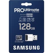 Samsung PRO Ultimate microSD Memory Card+Reader, 128GB microSDXC, Up to 200 MB/s, 4K UHD, UHS-I, Class 10, U3,V30, A2 for GoPRO Action Cam, DJI Drone, Gaming, Phones, Tablets product image
