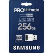 Samsung PRO Ultimate microSD Memory Card+Reader, 256GB microSDXC, Up to 200 MB/s, 4K UHD, UHS-I, Class 10, U3,V30, A2 for GoPRO Action Cam, DJI Drone, Gaming, Phones, Tablets product image