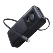 Baseus Free2Pull 20000mAh Power Bank with Built-in Retractable Type-C Cable for Laptop - 65W Fast Charging, Digital Display - Black product image