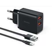 Mcdodo CH-5071 USB-A X 2 Port 12W Fast Wall Charger + USB-A to Lightning Cable - Black product image