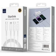 WIWU Wi-C046E Starlink Series 60W 3in1 Type-C to Type-C + Micro USB + Lightning, Fast Charging Cable 1.2M - White product image