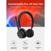 Lenovo Wireless Stereo Headset, Bluetooth 5.3, 640 mAh Capacity, 40 mm Drivers USB Digital Audio, 32 Ohm Impedance, Professional Call Performance, Black product image