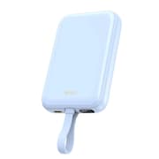 WIWU Wi-P024 10000mAh Magnetic Wireless Charging Power Bank PD 20W Fast Charging Battery Pack with Built-in Cable - Blue product image