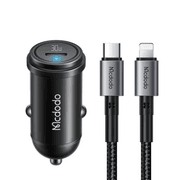 Mcdodo CC-7492 30W 1C PD Fast Car Charger+ 36W C to Lighting Cable 1.2m - Black product image
