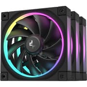 DeepCool FL12 120mm Case Fans, 2150 RPM Fan Speed, 55 CFM Fan Airflow, Fluid Dynamic Bearing Type, 4-Pin PWM Fan Connector, Addressable RGB LED, Pack of 3, Black product image