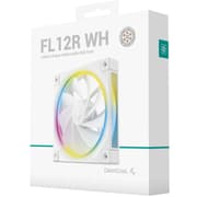 DeepCool FL12R Reversed Fan Blade 120mm Case Fans, 2150 RPM Fan Speed, 55 CFM Fan Airflow, Fluid Dynamic Bearing Type, 4-Pin PWM Fan Connector, Addressable RGB LED, Single Pack, White product image