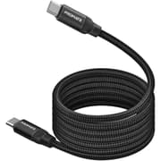 Promate Springy USB-C to USB-C Premium Magnetic Self-Organizing Cable with 60W Power Delivery and 120cm Durable Nylon Braided Sync and Charge Cable, Reversible Connectors, Thick Copper Core - Black product image